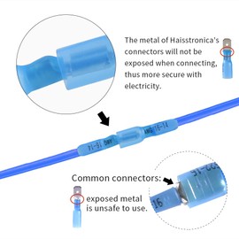 haisstronica 160PCS Yellow Heat Shrink Spade Connectors,AWG 12-10 Heat Shrink Spade Terminlas Kit,Male and Female Electrical Quick Disconnect Wire Connectors