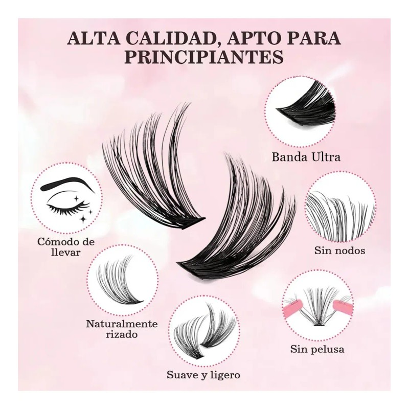 Kit De Extensiones 644 Pestañas Maquillaje Diy Lash Mixto