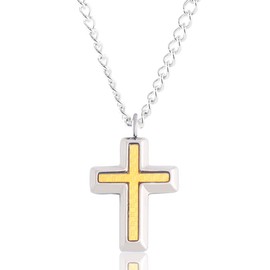 HAQI Men's Magnetic Necklace, Stainless Steel, Cross Pendant, Necklace, Fashion, Health Necklace, 21.7 inches (55 cm), Anti-static