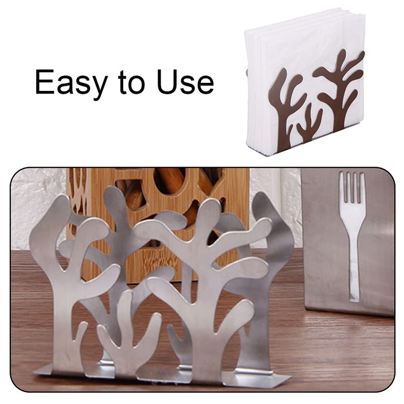 Stainless Steel Napkin Holder Silver Plants Shape Serviette Holder Modern