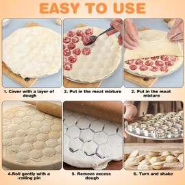 Gohytal Dumplings Ravioli Mould, 37 Holes Metal Dumpling Maker Mould, Dumpling Maker Mould, Dumpling Maker Pelmeni Maker for Cooking, Baking, DIY, Family Reunion