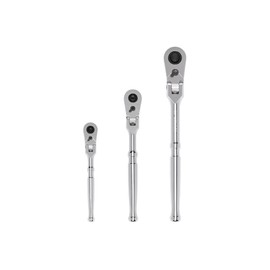 TEKTON 1/4, 3/8, 1/2 Inch Drive Flex Head Quick-Release Ratchet Set, 3-Piece (6, 8, 10-1/2 in.) | SRH92103