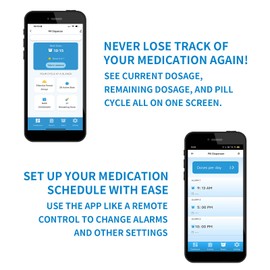 EziMedPil Bluetooth Pill Dispenser w/Sound & Light & App Alert, up to 9 Alarms/Day, Easy Setup on SmartLife, Frosted Lid & Locked 28-Day Medication Dispenser for Protecting Pills Privacy