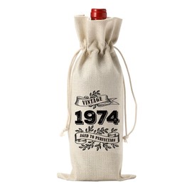 YUANHAO 50th Birthday Wine Bag, 50th Birthday Gifts Her Him, 50th Birthday Decorations, Best Vintage 1974 Year Old Gifts Wine Bag