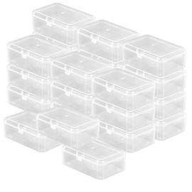 Pack of 24 Clear Plastic Beads Jewellery Organiser Box, 6.5 cm x 4.5 cm x 2.4 cm, Plastic, Storage Container with Lid for Small Items and Other Craft Projects