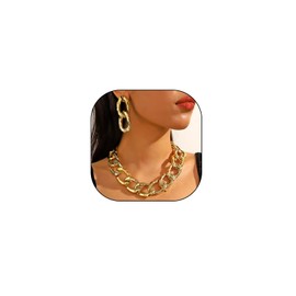 Quivox Chunky Gold Jewelry Set for Women Exaggerated Large Cuban Necklace Earrings Acrylic Link Chain Choker Dangle Earrings Trendy Hip Hop Jewelry Accessory (Gold2)