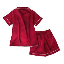 Miyanuby Girls Boys Pyjamas Set Button-up Silk Satin Pajamas Sleepwear Nightwear 2 Pieces Clothes Set Gifts for Baby Girls Boys