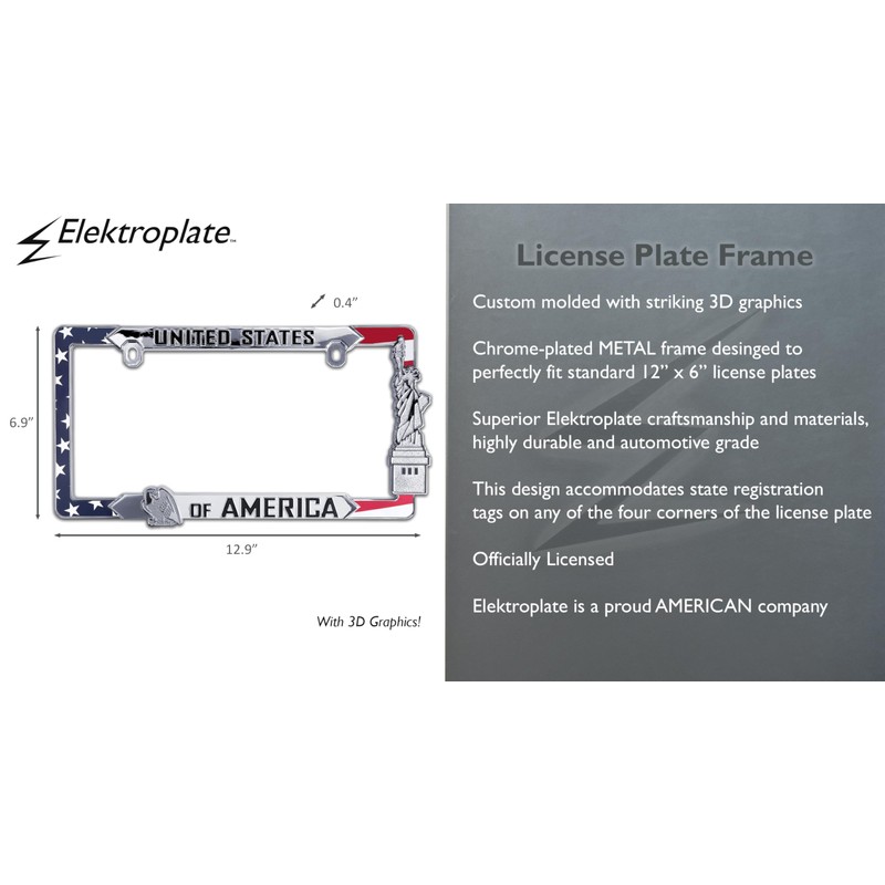 Elektroplate Patriotic United States of America Chrome-Plated All-Metal Premium Custom