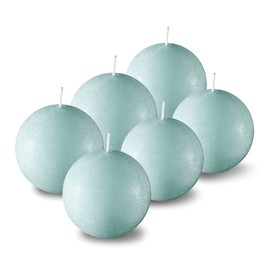 SPAAS Sky Blue Round Candles - 3" Rustic Ball Candles for Wedding & Home Decor - Set of 6