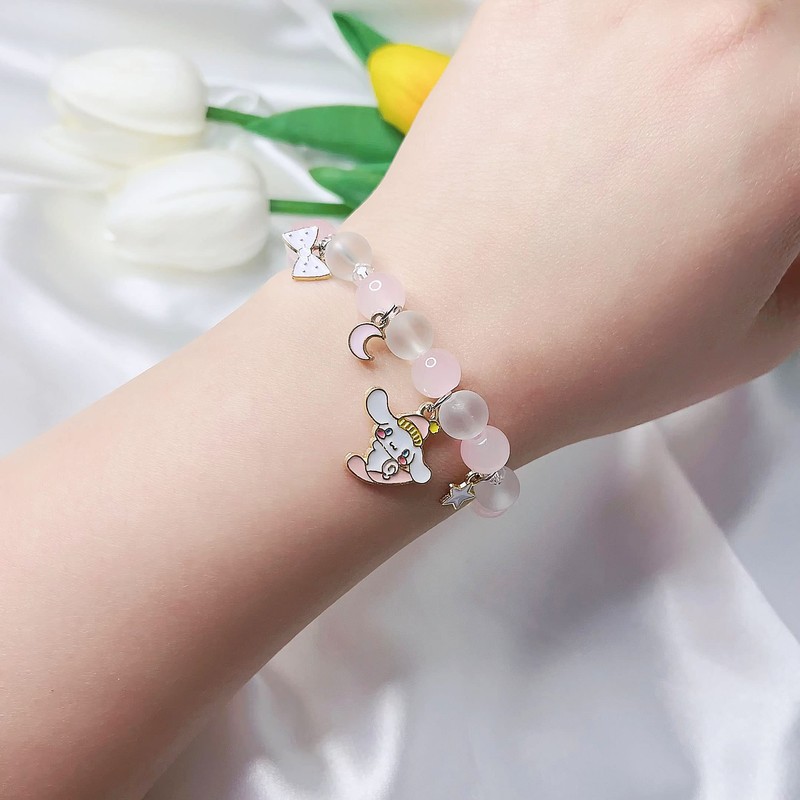 Kawaii Beaded Bracelet, Cinnamoroll Crystal Bead Bracelet, Elastic Attraction Relationship