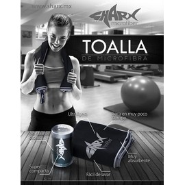 SHARX 2 Piezas de Toalla de Microfibra Deportiva Medida 40x80cm Ideales para el Gym (Negra)                                                           
