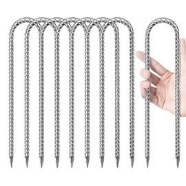 12 Inches Trampoline Stakes Anchors, Swing Set Anchors Heavy Duty U Stakes for Ground Galvanized Steel Rebar Tie Down Anchor Kit