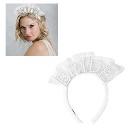 TQUXNGA Party-Dekorationen, Perlen, Braut-Stirnband, weiß, Kopfschmuck, Brautparty, Brautjungferngeschenk