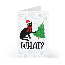 Christmas card with black cat, funny Christmas greeting card for the cat lover!