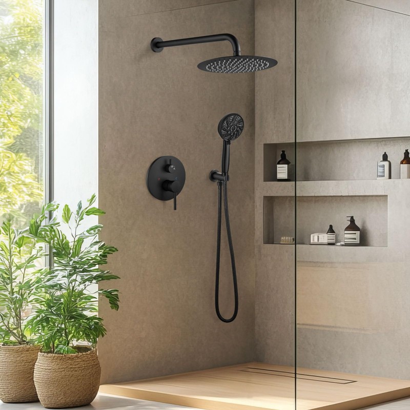 gotonovo Round Shower System 10 Inch High Pressure Rain Showerhead
