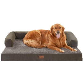 Casa Paw Orthopedic Dog Beds for Extra Large Dogs, Waterproof Dog Beds XLarge, Memory Foam Dog Couch Bed with Comfy Bolster, Removable Washable Cover and Nonskid Bottom (X-Large, Dark Green)