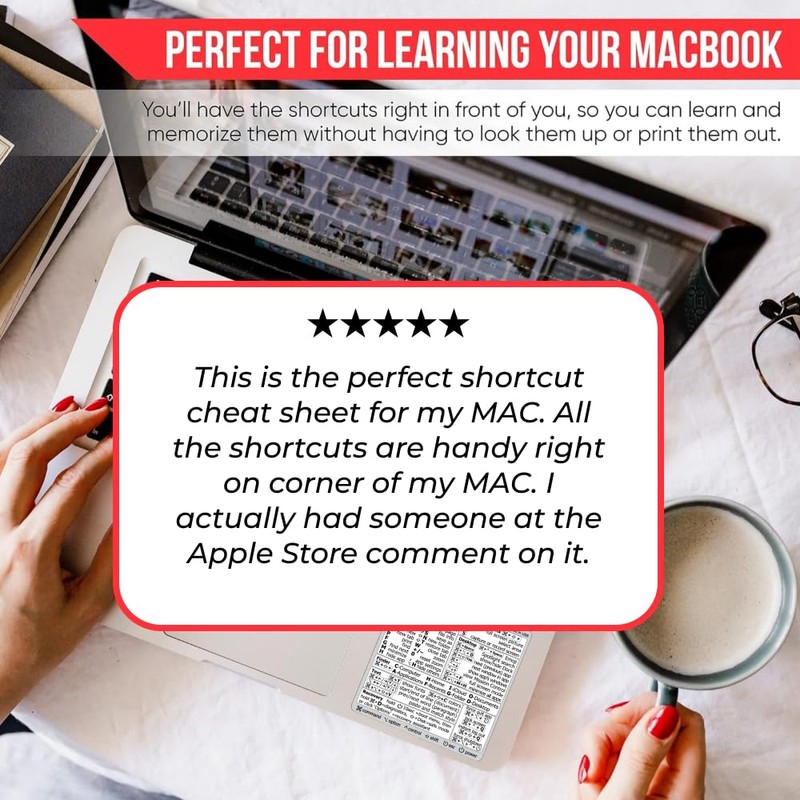 Synerlogic Mac OS Shortcuts Sticker for Air/Pro | Keyboard Stickers