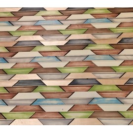 COJIMAR BAZAR Wall Wood Mosaic Multicolor Tile BOX of 11 Mosaics of Model Azteca 14” x 11 ½”