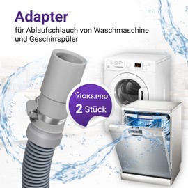 Viоks.pro Set of 2 Washing Machine Drain Adaptors 21 to 19 mm Diameter - Washing Machine Drain Adapter for Waste Water Hose Washing Machine Drain Hose Extension / Drain Hose Dishwasher