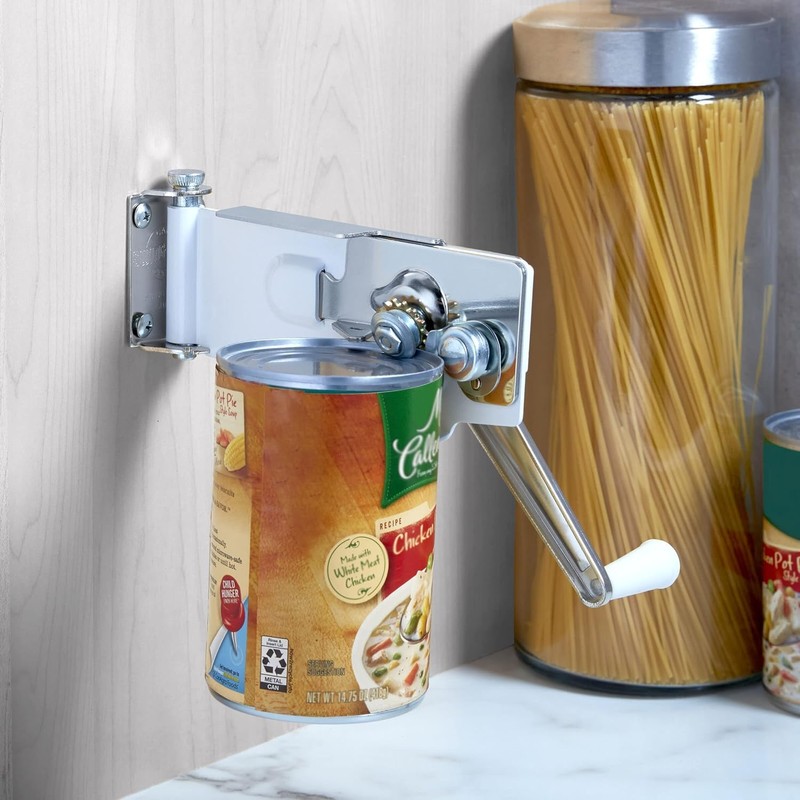 Swing-A-Way White Steel Manual Can Opener