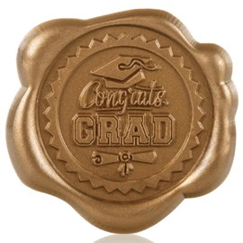 Whaline 50Pcs Graduation Wax Seal Stickers Graduation Cap Congrats Grad Envelope Seal Stickers Gold 3D Self-Adhesive Embossed Decals for DIY Greeting Invitation Cards Gift Decor