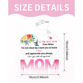 QLEUIFT 1 x Mother's Day Gifts for Mum, Heart-Shaped Acrylic Plaque Decoration, Mum Gift, Gifts for Mum, Mum Gift from Daughter, Son, Birthday Gift for Mum