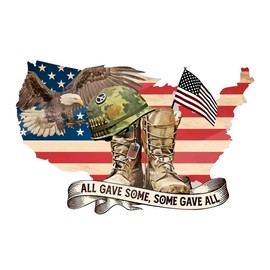 2pcs 5.91"x3.74" Patriotic Eagle, American Flag, Military Boots & Helmet - All Gave Some Some Gave All - Waterproof Vinyl Decals for Cars, Trucks, Windows, Laptops, Walls - Veterans Day |#CZ299