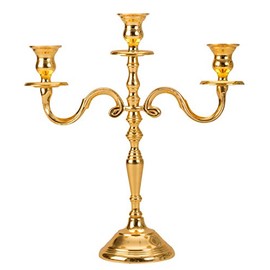 Candelabra 3-Arm Candelabra Metal Exterior Gold-Plated Height 31 cm Width 26.5 cm