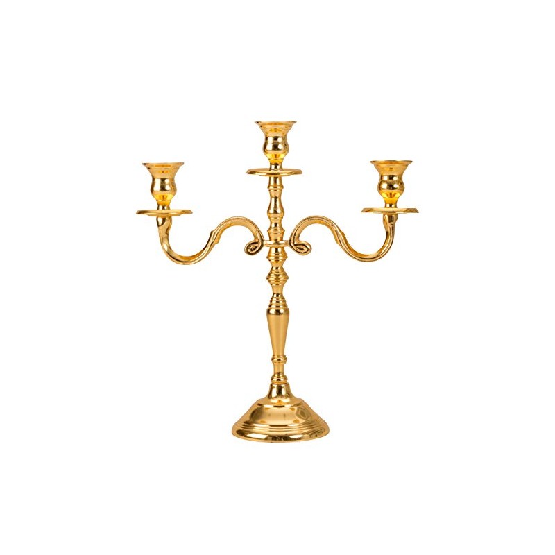 Candelabra 3-Arm Candelabra Metal Exterior Gold-Plated Height 31 cm Width