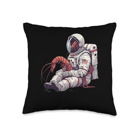 Cherry Shrimp As An Astronaut Throw Pillow