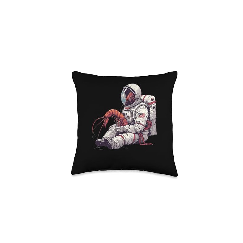Cherry Shrimp As An Astronaut Throw Pillow