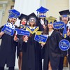VHUWE Graduation Photo Booth Props 22 Pcs, Blue Gold Party