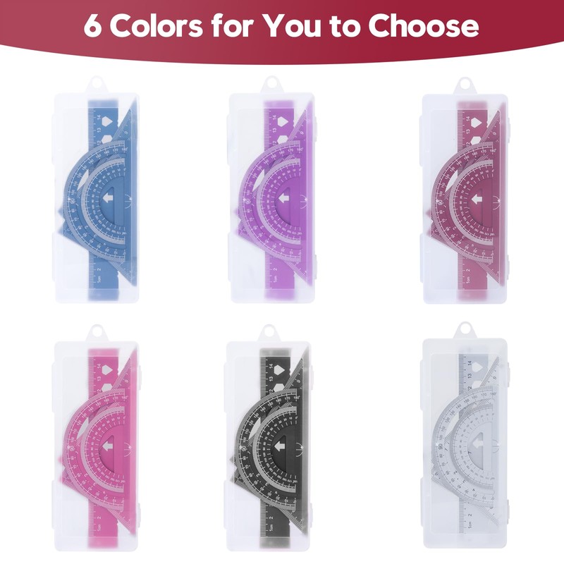 MSDADA 8 Pieces Aluminium Alloy Ruler Set Protractor Triangle Mathematics