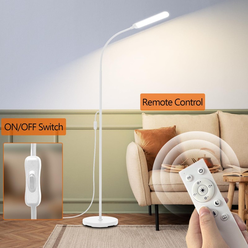 White LED Floor Lamp, 18W 1800lm Super Bright Dimmable Floor