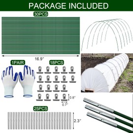 PHYEX Garden Hoops 30pcs Rust-Free Fiberglass Rods Garden Tunnel Hoops Greenhouse Hoops for Raised Beds Row Cover Netting