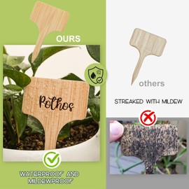 VITEVER 100 etiquetas para plantas, etiquetas de plástico tipo T con marcador, señales de jardín impermeables para plantas al aire libre (9.9 cm x 6.1 cm)