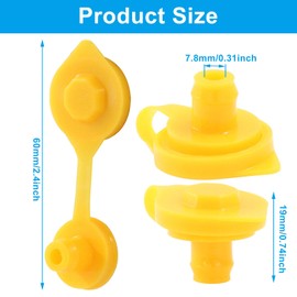 Moicstiy 5 Pcs Gas Can Vent Cap, Universal Fuel Can Vents Caps Replacement, Spout Caps Plug (Yellow)