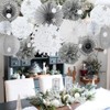 Christmas Paper Fan Decorations Grey and White Paper Snowflake Fans