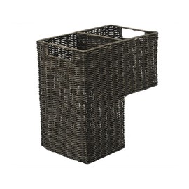 KOUBOO 1060066 Wicker Stair Step Basket in Wash, 15" x 9.5" x 15.75", Dark Brown