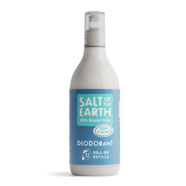 Salt Of the Earth Natural Deodorant Roll On Refill by Salt of the Earth, Ocean & Coconut - Vegan, Long Lasting Protection, Leaping Bunny Approved, Made in the UK - 525ml