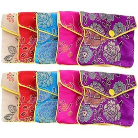 Bolsas Pequeñas Para Joyería Organizador De Almacenamiento De Medallas Y Bolsas De Joyería De Viaje Brocado Bordado Con Botón 10 Piezas Para Anillos Y