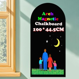 Lnepnw Magnetic Chalkboard Wall Arch Decal 40"x17.3" Self Adhesive Magnetic Wall Board Sticker with Chalk for Kids Contact Paper Peel and Stick Wallpaper Roll Alternative Magnetic Blackboard Paint