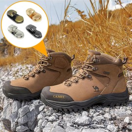 INKNOTE 40 Sets Boot Lace Hooks Shoelace Buckles Metal Eyelet Replacement Repair Kit with Rivets for Camp Hike Climbing Leather Shoes Supplies Golden