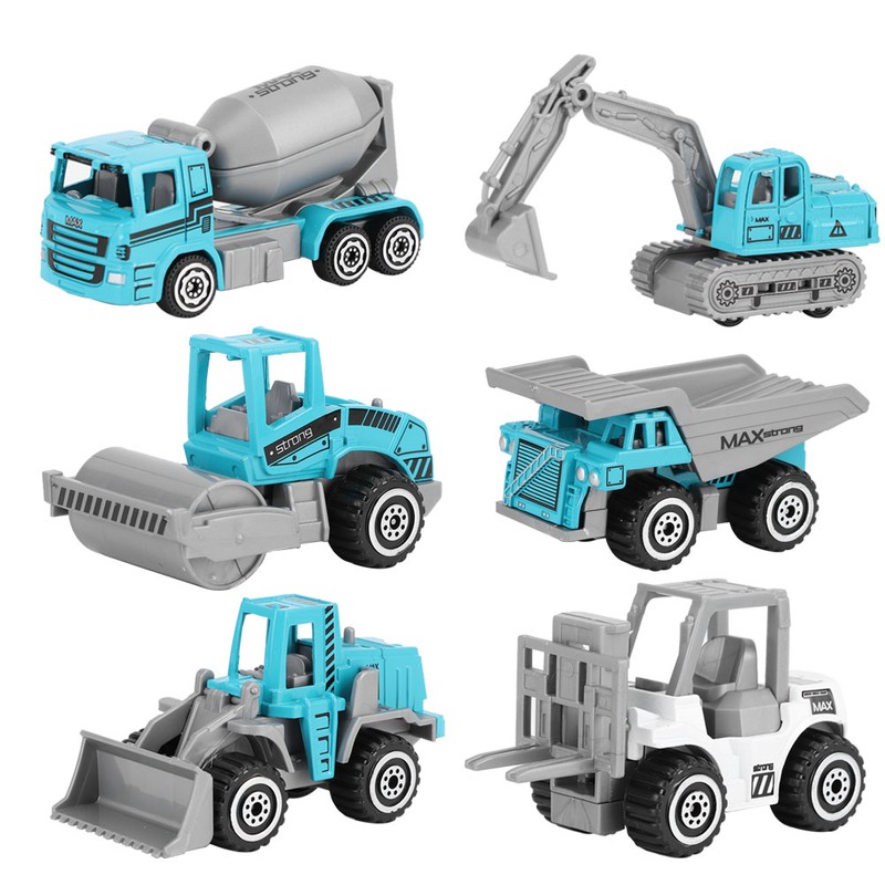 6pcs 1:64 Engineering Car Model Alloy Simulation Vehicle Car Model