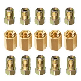 Nstarsmotor Brake Line Fittings Kit for 3/16" Tube, 15-Piece (5 Long Nuts, 5 Short Nuts, 5 Unions) 3/8-24 Threads, SAE Inverted/Dbl Flare