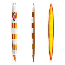 fairiland Metal Flat Jig Scrod Series Luminous Lead Jigs Life-Like Saltwater Fishing Lures with Hi-Carbon Steel Three Assist Hooks Artificial Lure Fishing Jigs(G-120g-1pcs)