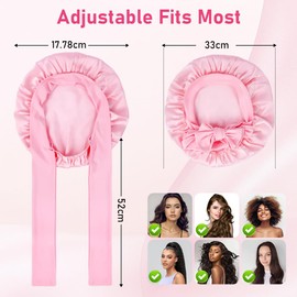 AOOWU Satin Bonnet, Double-Sided Silk Bonnet Hair Wrap, Hair Bonnet for Bath, Adjustable Satin Night Sleeping Cap with Elastic Band, Hair Care Head Cover Hat for Women Girls Long, Straight, Curly Hair