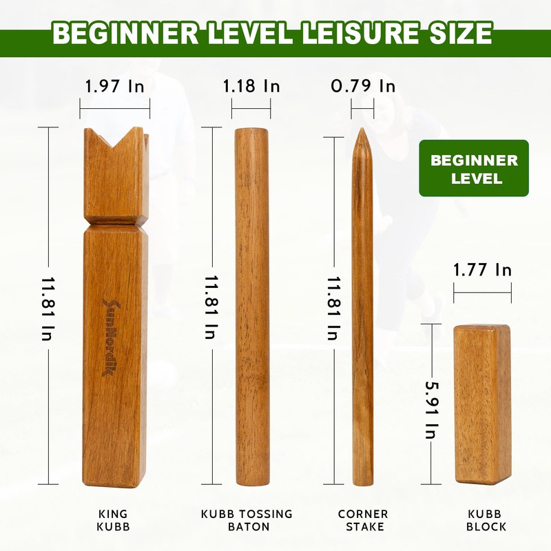 SunNordik Rubber Wood Kubb Yard Game Set for Kids &