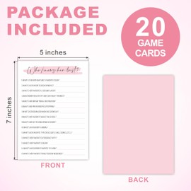 DYIRBIIY Minimalism Birthday Party Game Cards - Who Knows Her Best - 20 Blush Double-Sided Fill in Style Birthday Party Game Cards for Girls, Party Favor & Activities - A01
