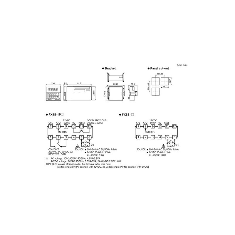 Autonics Korea FX4S-1P4 Digital Counter Timer 4-digit 48x48 100~240VAC